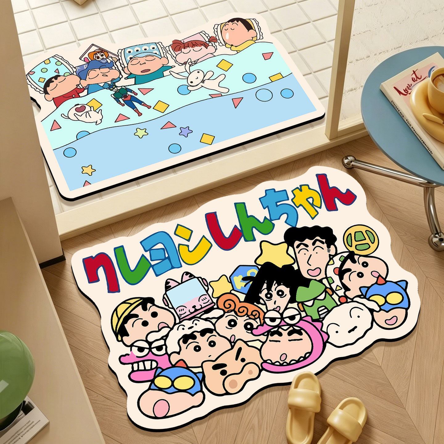 Home Goods Bathroom Mats - พรมเช็ดเท้าลายการ์ตูนเครยอนชินจัง รูปทรงไม่ปกติ ดูดซับน้ำได้ดี กันลื่น แห้งเร็ว สำหรับตกแต่งพื้นห้องน้ำและประตูบ้าน