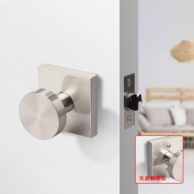 Home Bathroom Lock - กุญแจล็อคประตูห้องน้ำในบ้านแบบซ่อนปุ่ม ล็อคสองด้าน สำหรับห้องนอน ทำจากโลหะผสมสังกะสีแข็งแรง สีทอง มือจับประตูสองด้าน