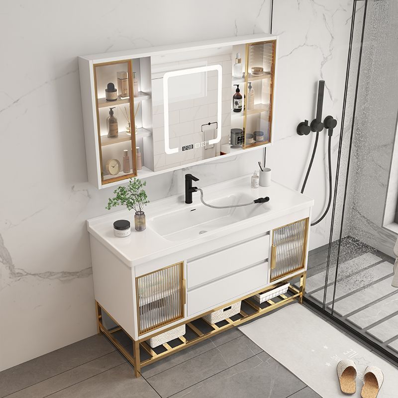 Home Bathroom Vanity Combo - ตู้ห้องน้ำพร้อมอ่างล้างหน้าแบบเรียบง่ายทันสมัยพร้อมอ่างเซรามิกในตัว ตู้ห้องน้ำแบบรวม เฟอร์นิเจอร์สำหรับบ้าน