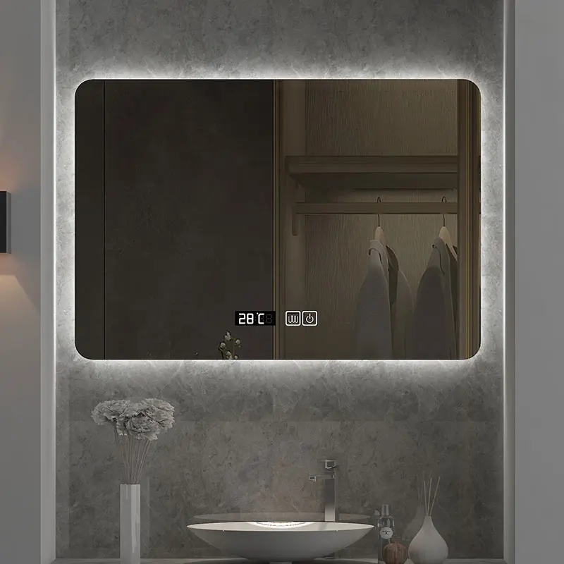 Bathroom Mirror Led - กระจกห้องน้ำ LED ทรงสี่เหลี่ยมขนาด 24x32 นิ้ว ป้องกันฝ้า