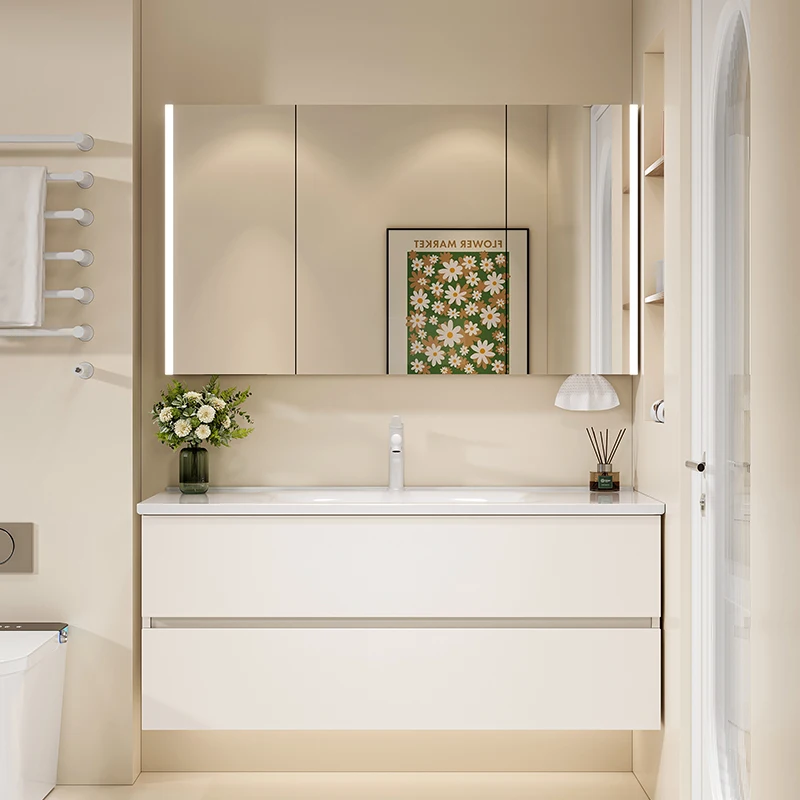 Home Bathroom Vanity Combo - ตู้ห้องน้ำดีไซน์หรู ประหยัดพื้นที่ ตู้ลิ้นชักแคบ คุณภาพดี สีขาว ทันสมัย