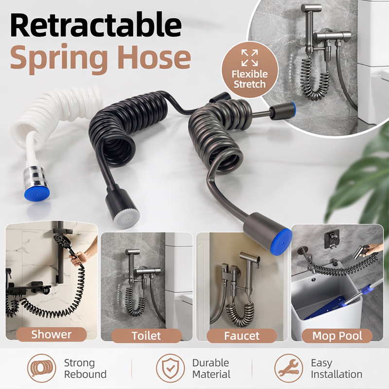 Home Bathroom Plumbing - สายฉีดชำระแบบขด 2 เมตร สายสปริงยืดหดได้ สำหรับห้องน้ำ ฝักบัวแบบมือถือ