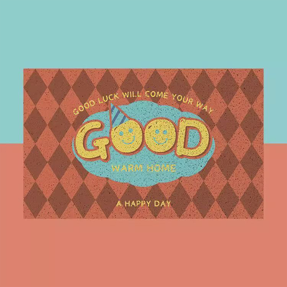 Home Goods Bathroom Mats - พรมเช็ดเท้าลายหน้ายิ้มน่ารัก พรมกันลื่นเสริมสิริมงคล ตกแต่งบ้านให้อบอุ่นสำหรับทางเข้าบ้าน