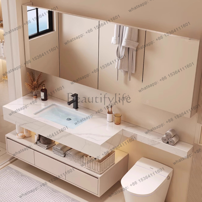 Home Bathroom Vanity Combo - ตู้ห้องน้ำ LJYPartitions ตู้เก็บของติดผนัง ชั้นวางของ ตู้ลิ้นชัก อ่างล้างหน้า