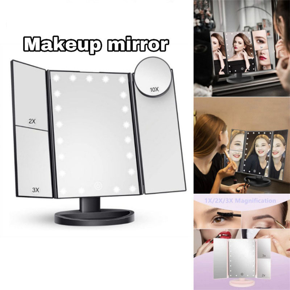Bathroom Mirror Led - กระจกแต่งหน้าแบบพับได้ในห้องน้ำ, กระจกขยาย 2X 3X พร้อมกระจกกลมเล็ก 10X,