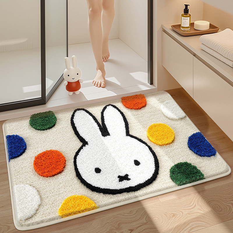 Home Goods Bathroom Mats - แผ่นรองพื้นลายการ์ตูนมิฟฟี่ น่ารัก ใช้ในห้องน้ำ ซึมซับน้ำได้ดี แผ่นกันลื่น หนานุ่ม