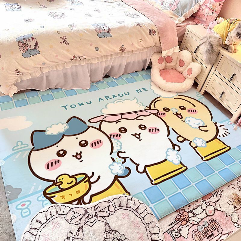 Home Goods Bathroom Mats - พรมขนแกะเทียมลายการ์ตูนน่ารัก Chiikawa, Hachiware, Usagi สำหรับห้องนอน, พรมปูพื้นข้างเตียง,