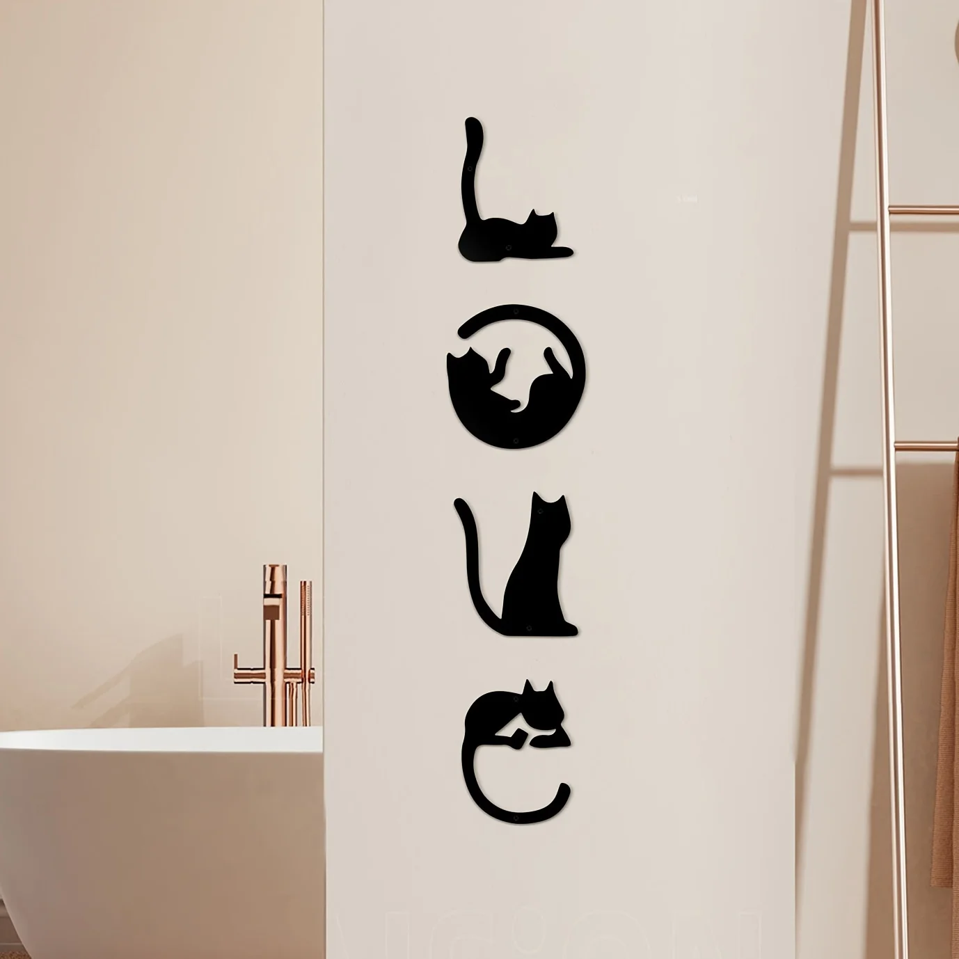 Home Goods Bathroom - Helloyoung ตกแต่งผนังโลหะแมวน่ารัก4ชิ้น/เซ็ตแอบสแตรกต์ตกแต่งห้องศิลปะบนผนังบ้านสติกเกอร์ตกแต่งผนังสไตล์โกธิคสำหรับวันวาเลนไทน์