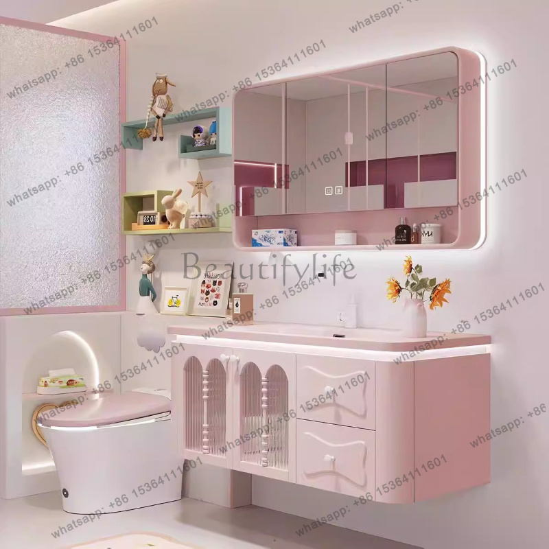 Home Bathroom Vanity Combo - ตู้ลิ้นชักไม้ YJ สำหรับห้องน้ำ ดีไซน์ทันสมัย พร้อมกระจกและชุดเก็บของครบชุด เฟอร์นิเจอร์ห้องน้ำแบบเคลื่อนย้ายได้