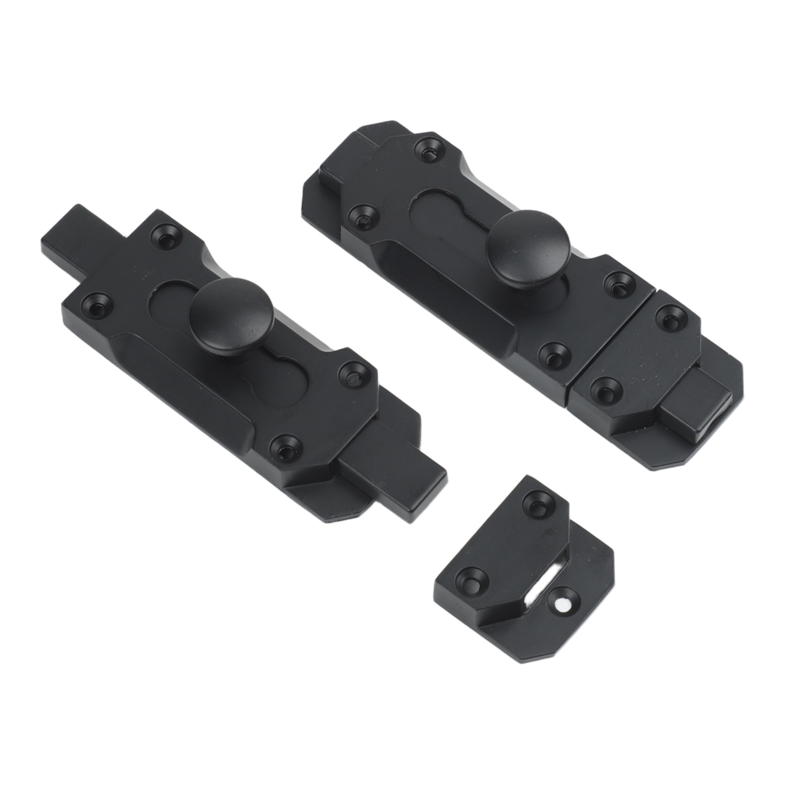 Home Bathroom Lock - 2 ชิ้น ตัวล็อคแบบเลื่อนสำหรับตู้เก็บของในโรงรถ สีดำ ตัวล็อคประตูเพื่อความปลอดภัย สำหรับบ้าน