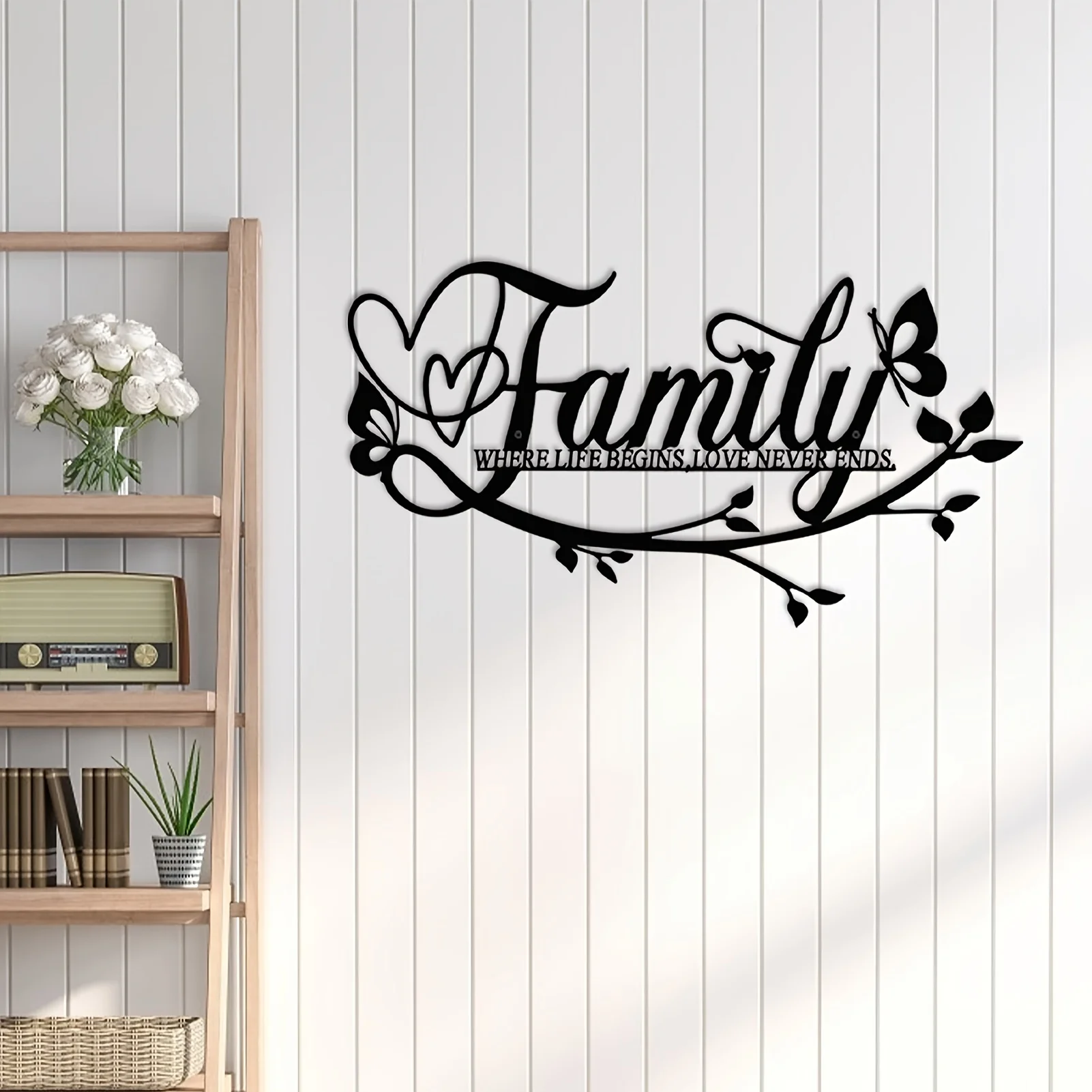 Home Goods Bathroom - การตกแต่งบ้าน Helloyoung ป้ายบ้านโลหะติดผนังป้ายตัวอักษรดอกไม้ศิลปะบนผนังสีดำศิลปะบนผนังมีความสุขโลหะสำหรับตกแต่งผนังบ้าน