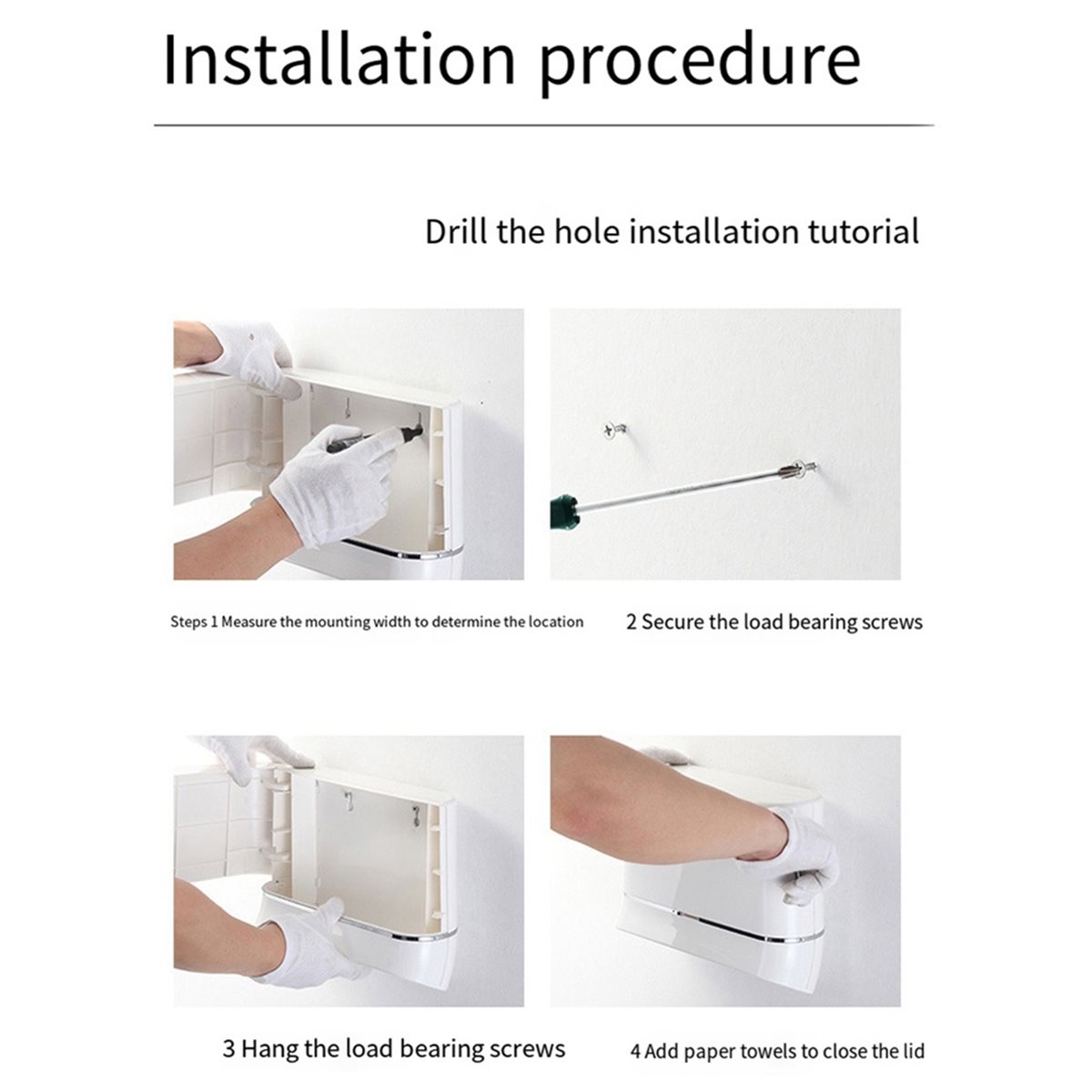 Home Bathroom Paper Towel Dispenser - ที่ใส่กระดาษทิชชูแบบติดผนัง, กล่องเก็บกระดาษทิชชูแบบคลาสสิกสำหรับห้องน้ำ บ้าน และธุรกิจ ติดตั้งได้โดยไม่ต้องเจาะ