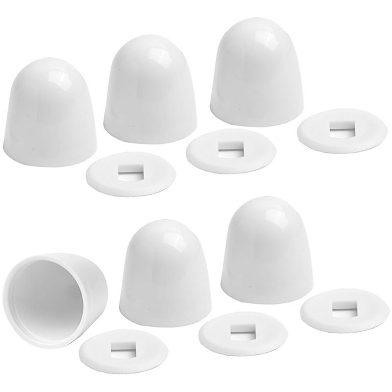 Jet Home Bathroom Accessories - ฝาครอบน็อตสีขาวสำหรับห้องน้ำ 6 ชิ้น อุปกรณ์ห้องน้ำ ปกปิดรอยติดตั้ง