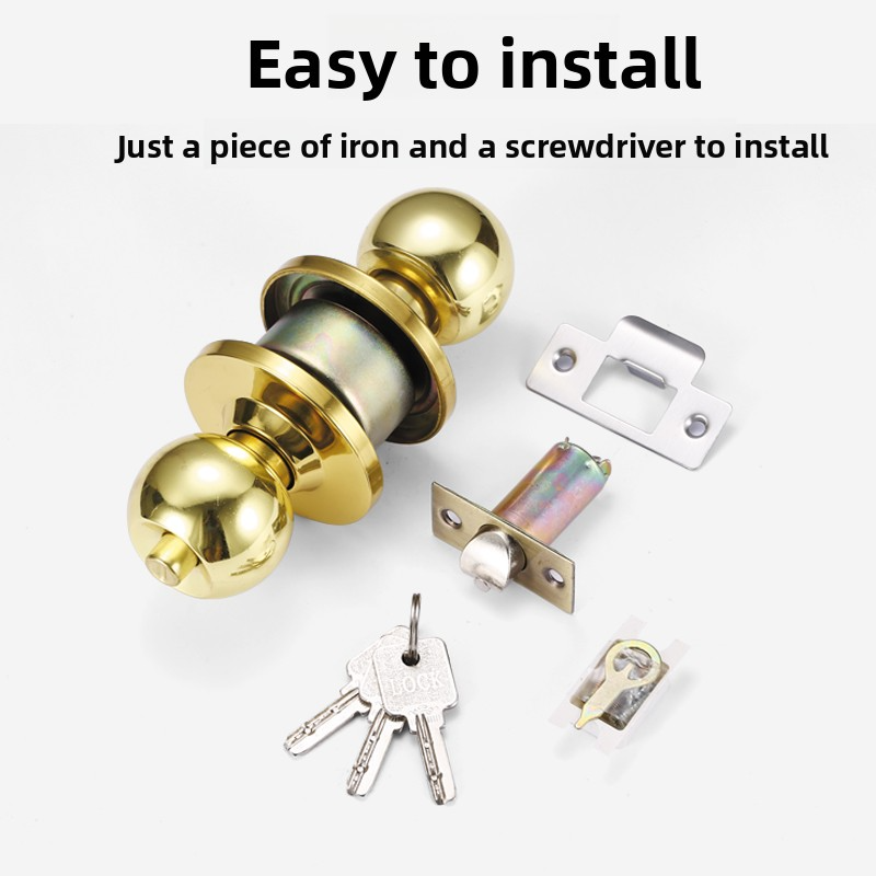 Home Bathroom Lock - ล็อคทรงกลมสแตนเลสอเนกประสงค์สำหรับประตูบ้าน - ชุดล็อคทรงกลมหนาสำหรับห้องนอนและห้องน้ำ ฮาร์ดแวร์รักษาความปลอดภัยที่ทนทาน