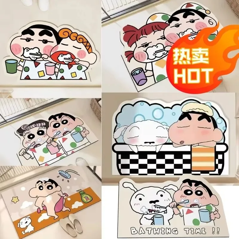 Non Slip Bath Mat - แผ่นรองอาบน้ำลายชินจัง ขนาด 30*40 ซม. ซับน้ำได้ดี แห้งเร็ว