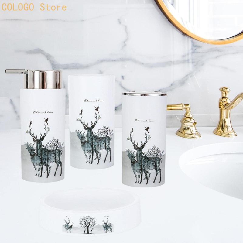 ชุดอุปกรณ์ห้องน้ำพิมพ์ลายกวางพ - Home Essentials Bathroom Accessories บทวิจารณ์และราคา