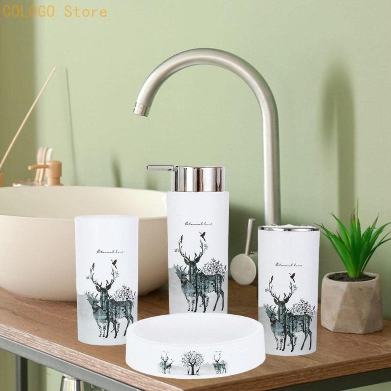 ชุดอุปกรณ์ห้องน้ำพิมพ์ลายกวางพ - Home Essentials Bathroom Accessories บทวิจารณ์และราคา