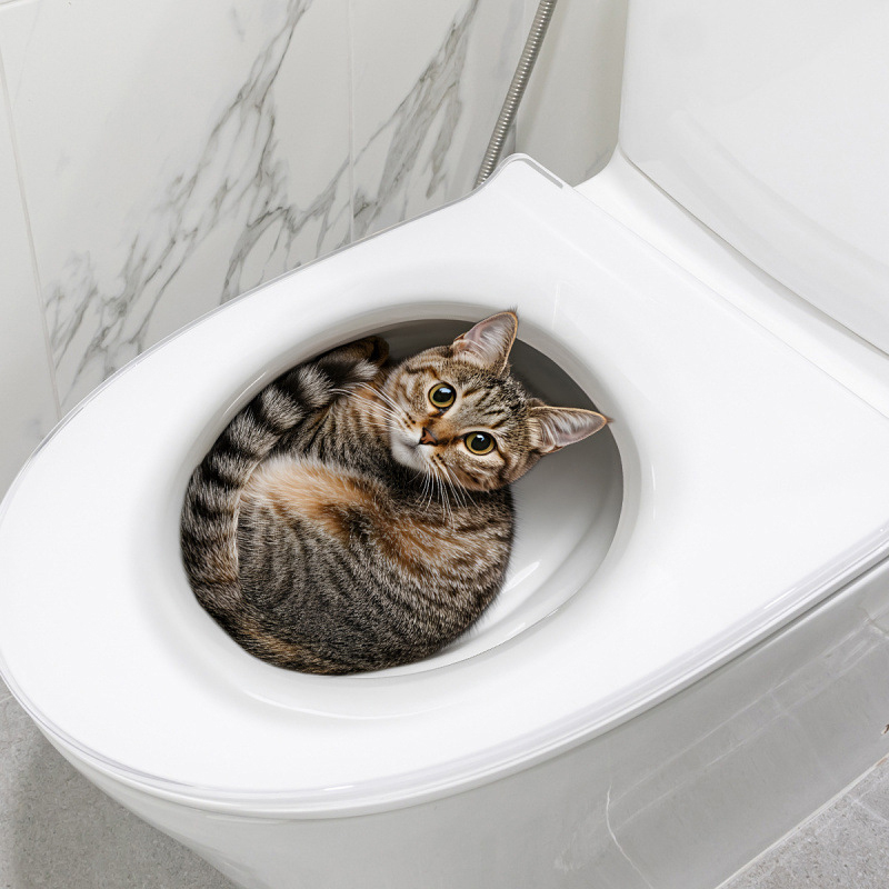 สติกเกอร์ติดฝาชักโครกลายแมว 3  - Jet Home Bathroom Accessories บทวิจารณ์และราคา