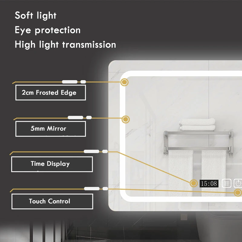 กระจกห้องน้ำ 70x90 ซม. ทรงสี่เ - Bathroom Mirror Led บทวิจารณ์และราคา