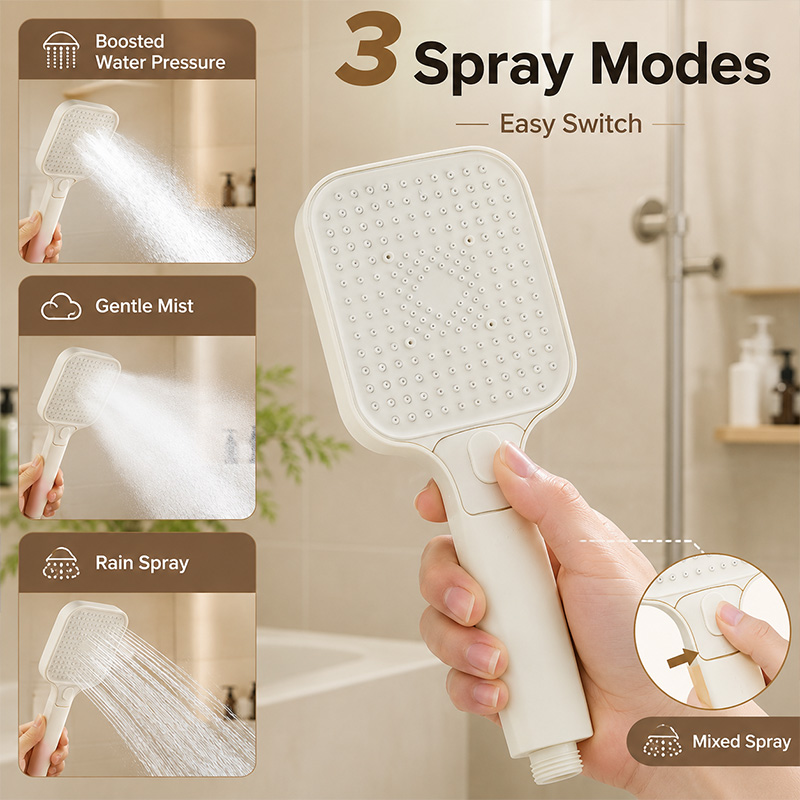 หัวฝักบัวแรงดันสูงแบบมือถือ 3  - Jet Home Bathroom Accessories บทวิจารณ์และราคา