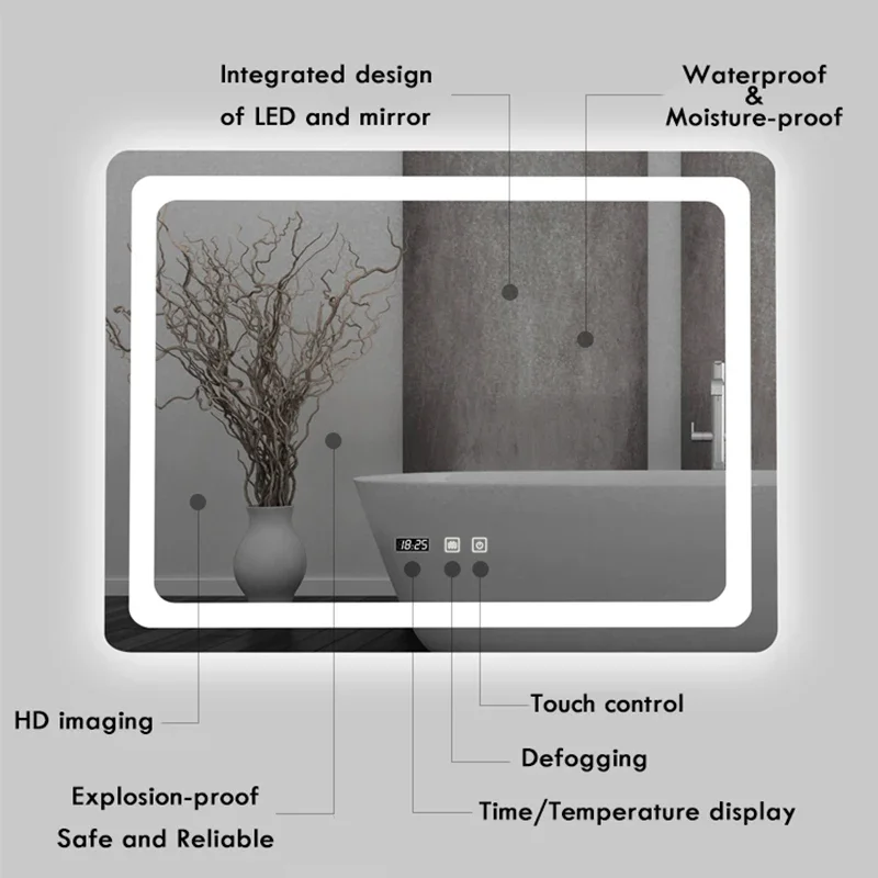 กระจกห้องน้ำ LED ขนาด 16x24 นิ - Bathroom Mirror Led บทวิจารณ์และราคา