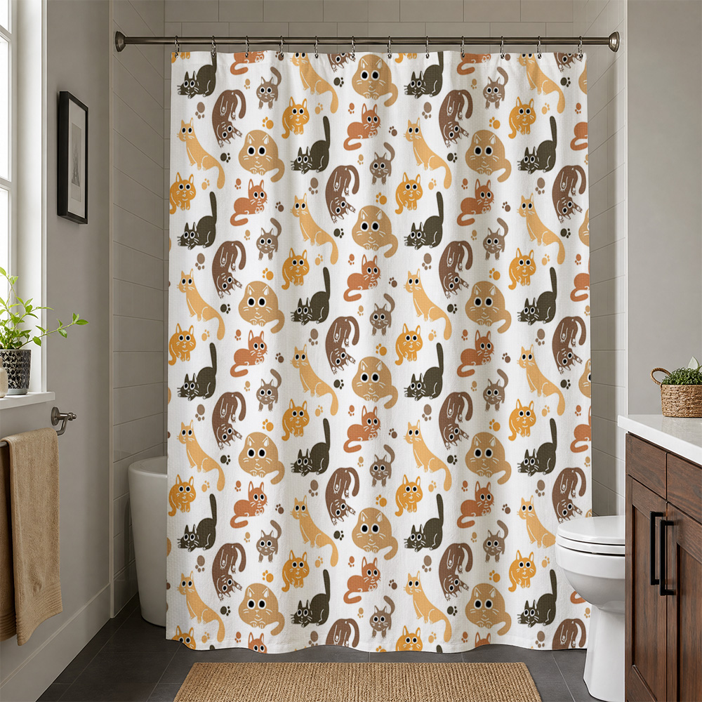ม่านอาบน้ำลายแมวน่ารัก กันน้ำ  - Adorable Home Bathroom Ideas บทวิจารณ์และราคา