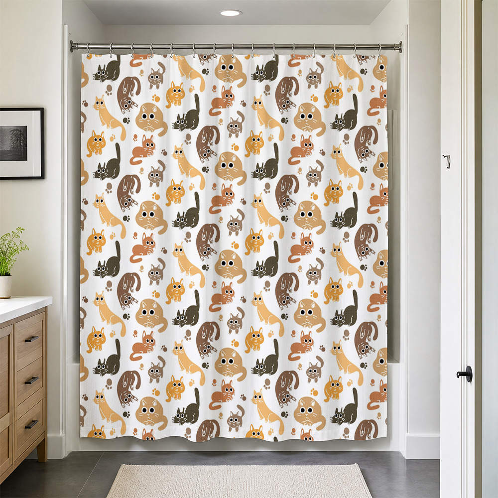 ม่านอาบน้ำลายแมวน่ารัก กันน้ำ  - Adorable Home Bathroom Ideas บทวิจารณ์และราคา