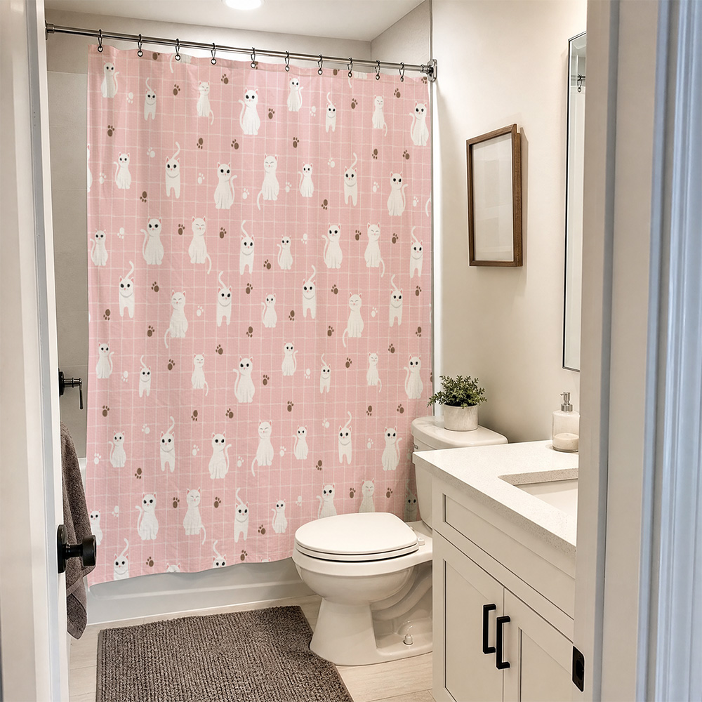 ม่านอาบน้ำกันน้ำลายแมวน่ารัก ส - Adorable Home Bathroom Ideas บทวิจารณ์และราคา