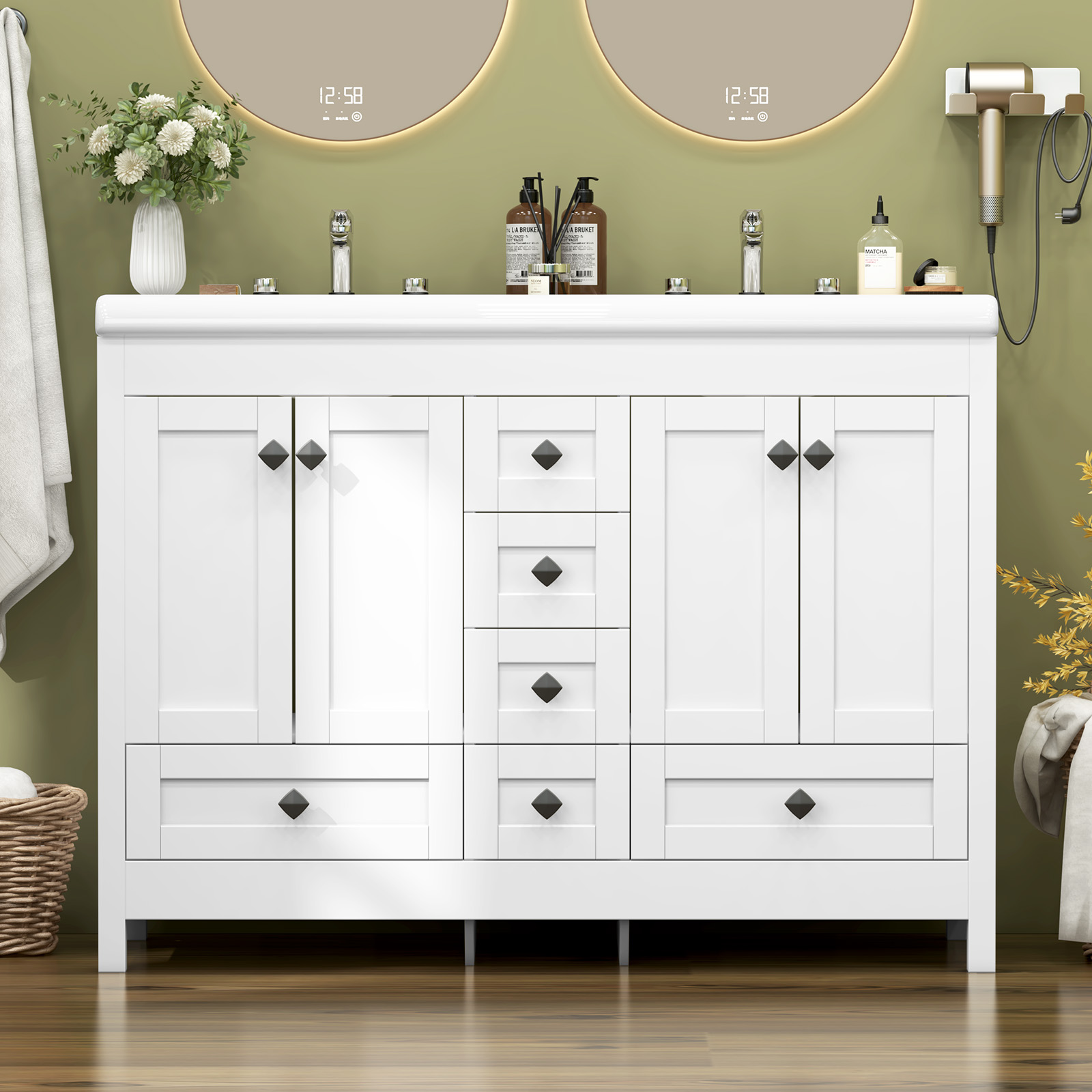 ตู้ห้องน้ำสีขาวขนาด 47.3 นิ้ว  - Home Bathroom Vanity Combo บทวิจารณ์และราคา