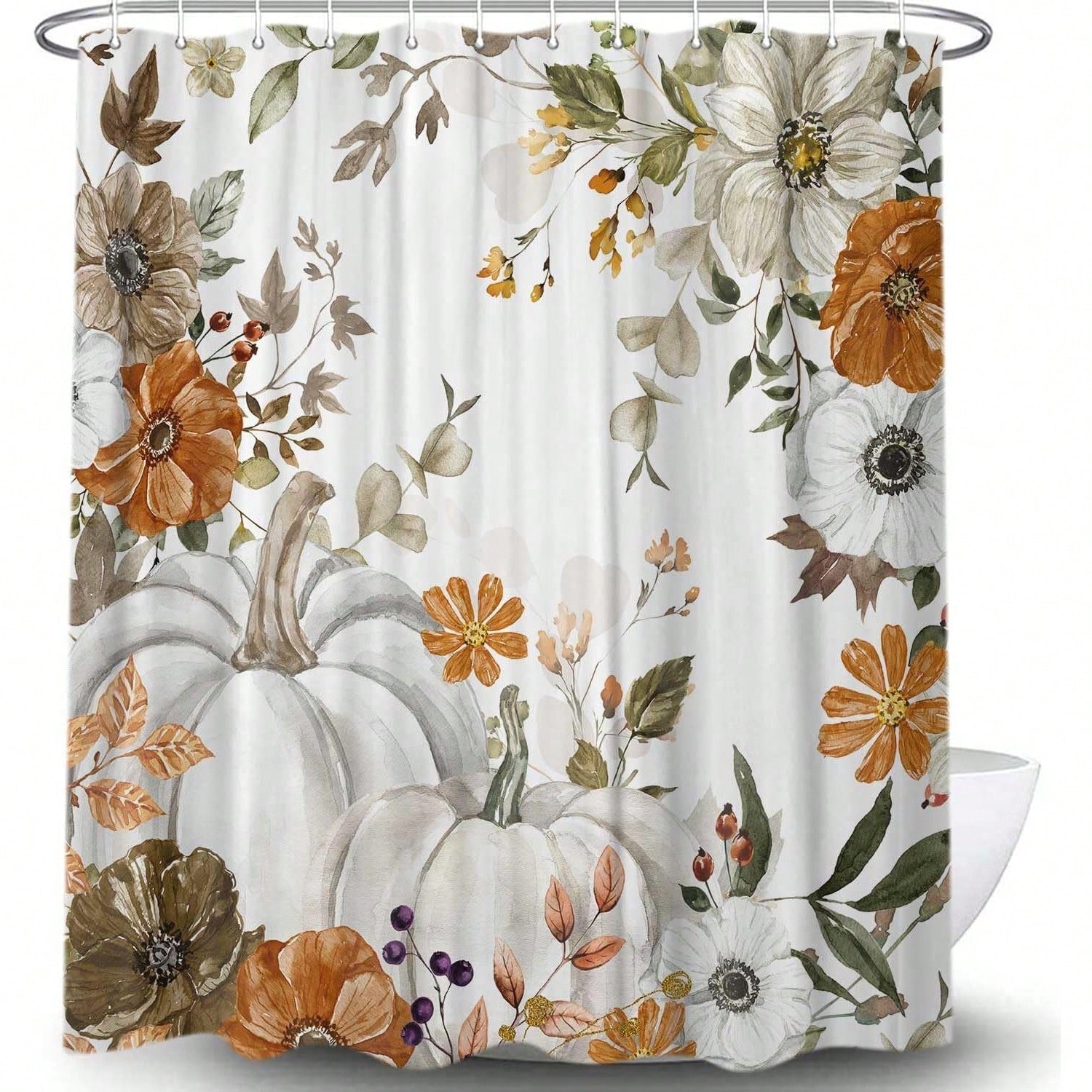 ม่านอาบน้ำลายฟักทองฤดูใบไม้ร่ว - Home Essentials Bathroom Accessories บทวิจารณ์และราคา