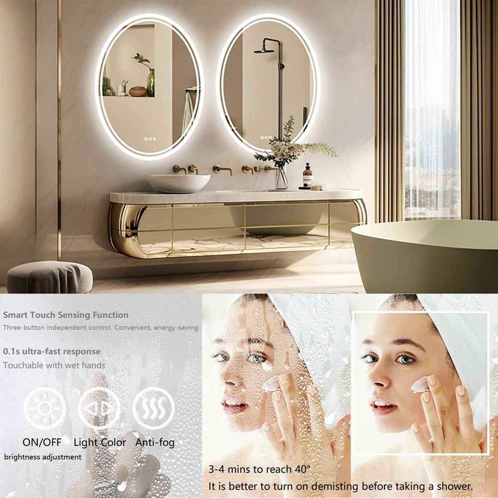 ไฟ LED รูปวงรี HD ป้องกันการระ - Bathroom Mirror Led บทวิจารณ์และราคา