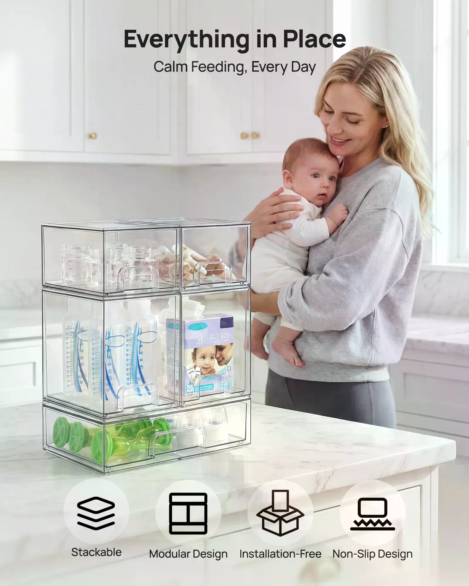 ชุด 5/8 ชิ้น กล่องจัดเก็บขวดนม - Home Essentials Bathroom Cabinet บทวิจารณ์และราคา