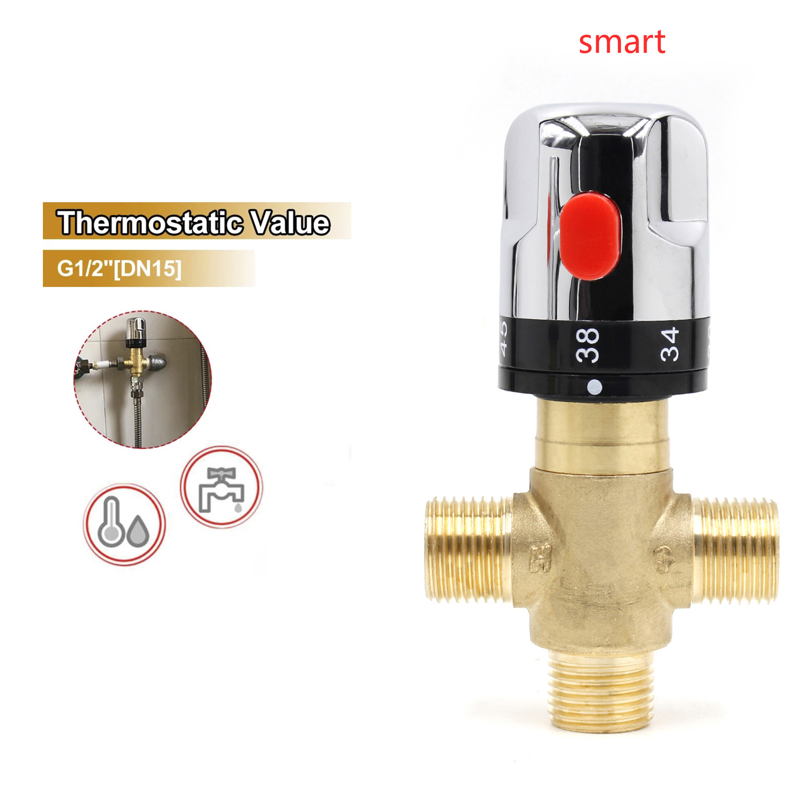 อุปกรณ์ควบคุมอุณหภูมิ G1/2 สำห - Home Bathroom Plumbing บทวิจารณ์และราคา