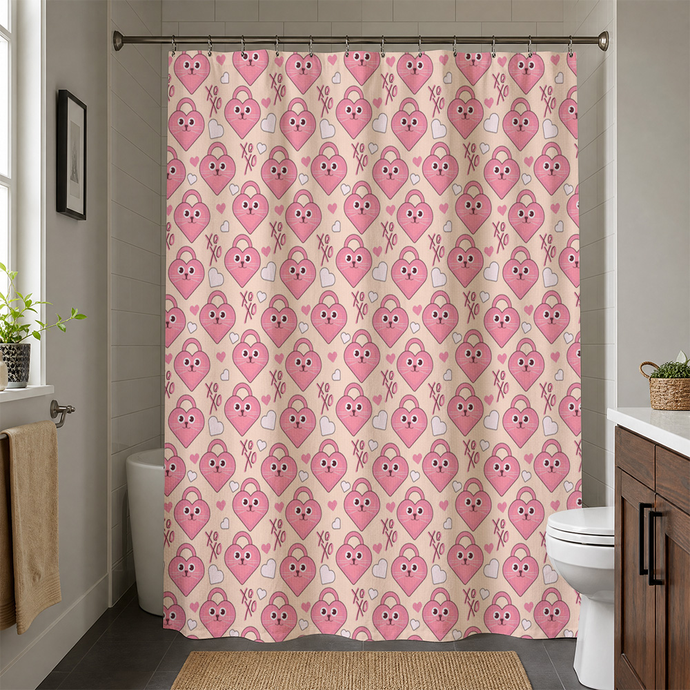 ม่านอาบน้ำลายหัวใจสีชมพูน่ารัก - Adorable Home Bathroom Ideas บทวิจารณ์และราคา