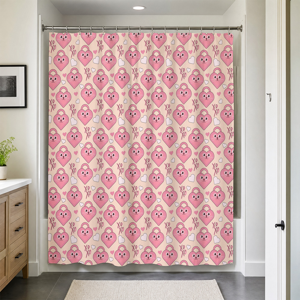 ม่านอาบน้ำลายหัวใจสีชมพูน่ารัก - Adorable Home Bathroom Ideas บทวิจารณ์และราคา